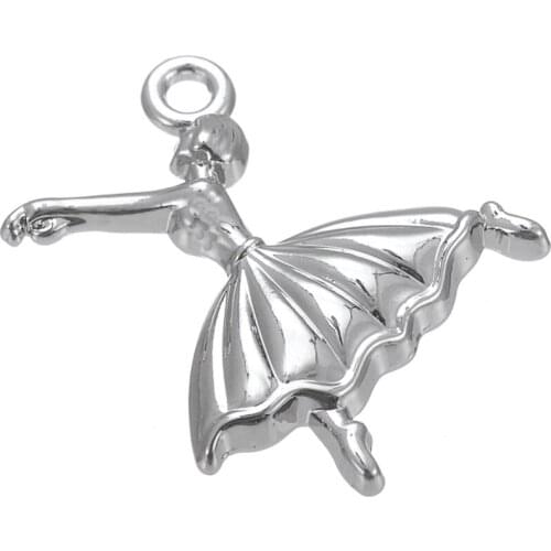 Ballet Dancer Charm Rhodium plated