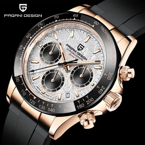 PAGANI DESIGN New Men Quartz Wristwatches Luxury Ceramic Bezel Chronograph Stopwatch 100m Waterproof Stainless Men Casual Watch