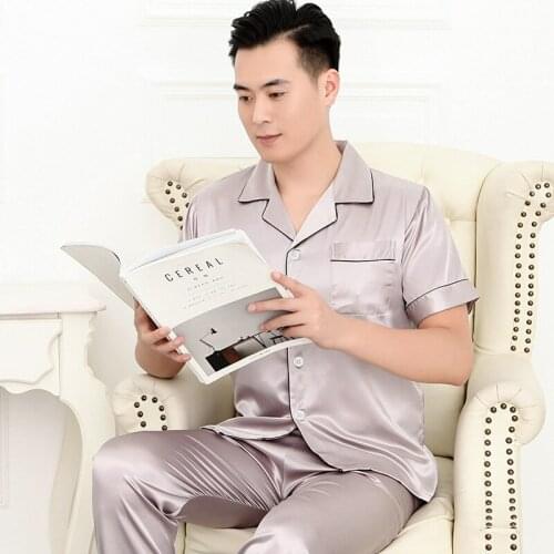 Couple Pajamas Mens Pajama Set Short Sleeve Shorts Pajama Set Women Sleep Tops Black Silk Pajama Pants Long Sleeve Sleepwear