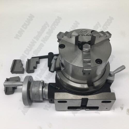 250mm 10" Indexing Plate Rotary Table Vertical and Horizontal with 200mm 8" Chuck 3 Jaws for Milling Drilling Grinding Machine