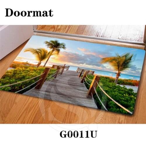 Drop Shipping Custom Caribbean beach DoorMat Art Pattern Printed Carpet Floor Hall Bedroom Cool Pad Fashion Rug SQ0626-LQ212