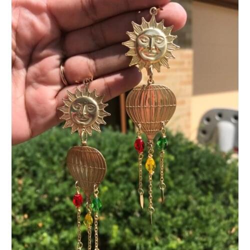 Handmade Floating away hot air balloon dangle earrings