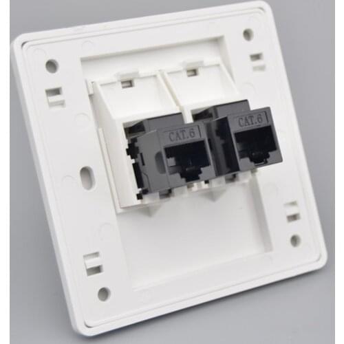 86x86mm Female To Female CAT6 Gigabit Dual-Pass Network Wall Plug RJ45 LAN Faceplate Internet Straight Plug Outlet