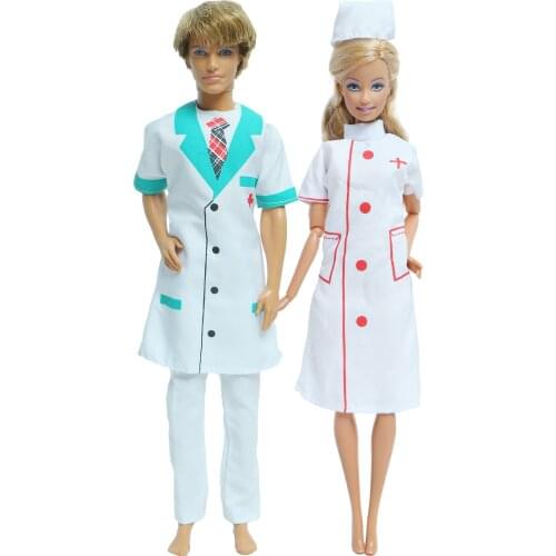 Mix Style 2 Pcs /Set Doctor Nurse Scene Cosplay Clothes for Barbie Doll for Ken Doll Accessories Baby Girl Boy DIY House Toys