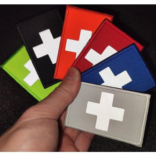 Reflective Cross Rescue Badge Magic Sticker Army Fan Tactical Military Seal Medical Velcro Patches Hat Cloth Backpack Badge