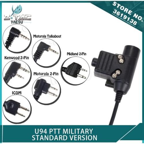 Z Tactical Airsoft U 94 Headset PTT U94 2 Pin for KENWOOD/Motorolar Talk about/2-Way/Midland/ICOM BaoFeng UV-82 Radio