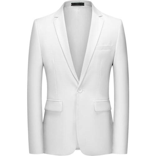 High Quality Gentleman Men Slim Casual White Suit , Large Size Brands Mens business Casual Flow of Pure Color Blazers Men