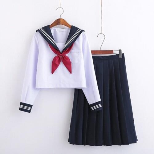 Japanese School Soft Girls JK Uniforms Sailor Suit Women Academic Style Cosplay Costume Blouse Pleated Skirt Suit B65294AD