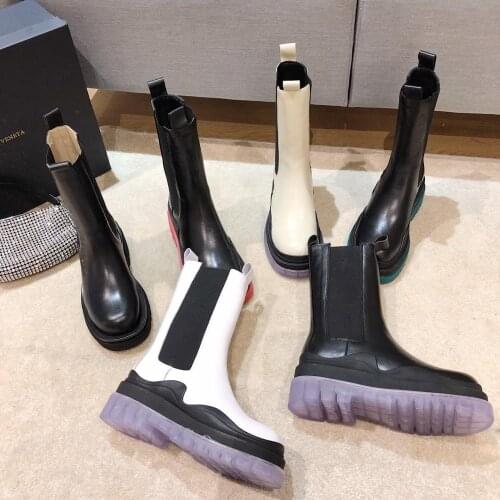 2020 Chelsea Boots For Women Shoes Transparent Sole Botas Mujer Platform Shoes Woman Runway Zapatos Mujer Brand Military Boots
