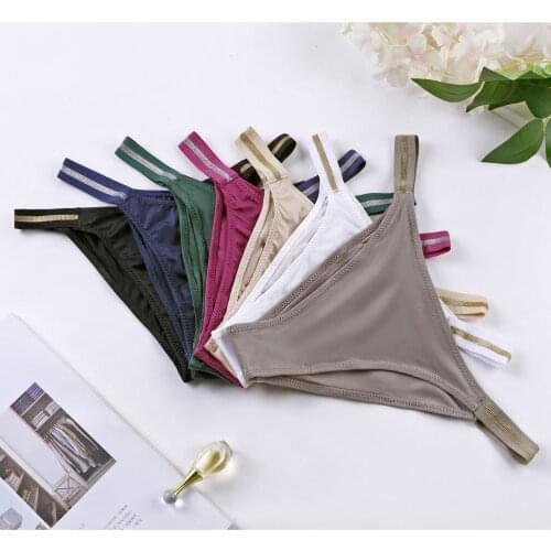 S-XL Ice Silk for Girls Panties Sexy Low Waist T-back G-String Underpants Femlae Lingerie Briefs Thong Women Underwear Cotton