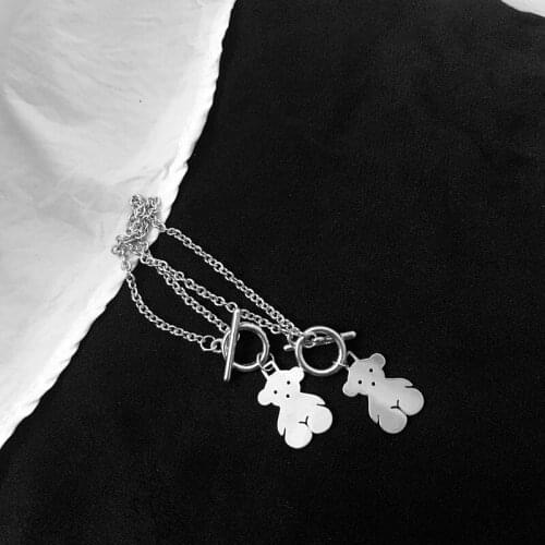 Bear bracelet stainless steel soil cool girl punk bear couple student chain bracelet