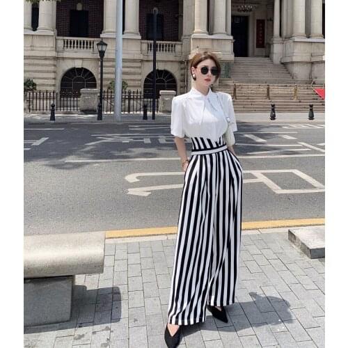 2 Piece Sets Womens Outfits Spring Blouse Women Shirt Long Sleeve High Waist Pants Wide Leg Womens Trousers Two Piece Set Office