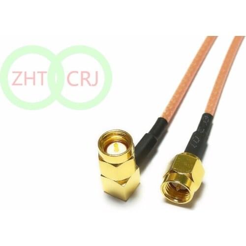 100PCS Cable RG316 SMA Male to SMA Right Angle Male Plug Jumper Pigtail