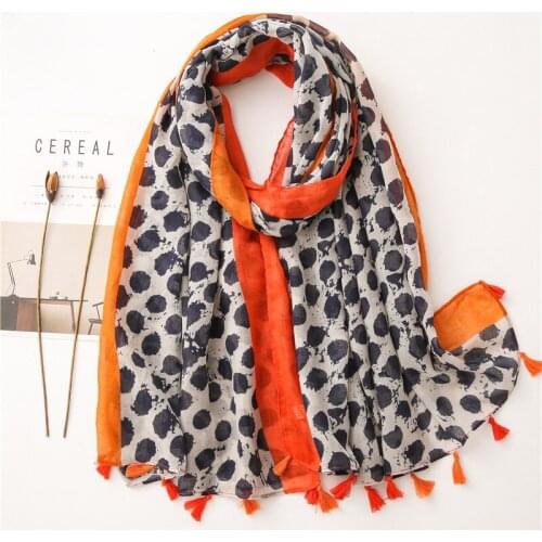 2020 Brand Women Fashion Ink Painting Polka Dot Viscose Shawl Scarf Lady Print Soft Pashmina Stole Wrap Bandana Foulard 180*90Cm