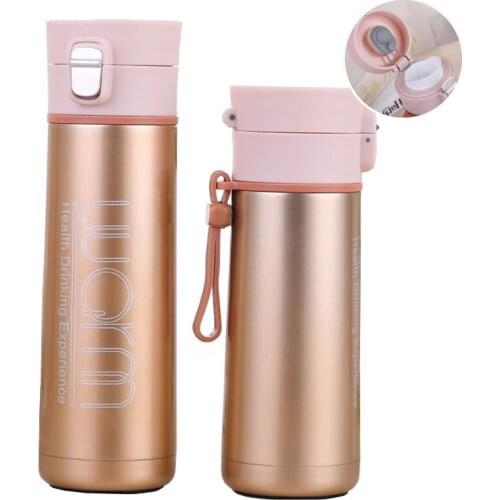 350ml/500ml 18/8 Stainless steel Insulated Thermos Water Bottle With Rope Office&Family Vacuum Flasks Milk&Coffee Thermos Cup