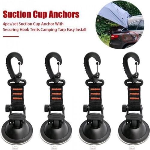 4Pcs Universal Outdoor Suction Cup Anchor Securing Hook Tie For Camping Tarp Car Side Awning 360 Rotating Securing Hook Tool