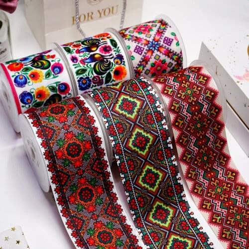 50yards Printed Grosgrain Ribbon For Crafts DIY Hair Bows Birthday Decoration36396