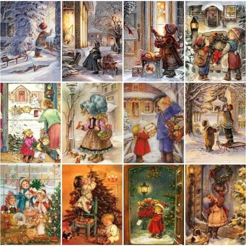 Diamond Painting Girl Picture Rhinestones Embroidery Christmas Full Drill Mosaic Cross Stitch Beaded Handmade Gift Home Decor