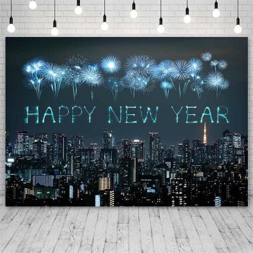 Avezano Photography Background Happy New Year Of 2021 Party Fireworks Building Backdrops Photo Studio Photocall Photozone Decor