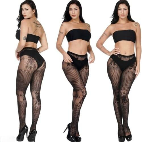 Fishnet Stockings Jacquard Lace Transparent Mesh Body Stockings for Women Sexy Printed Tights Trendy Thin Hollow Out payon носки