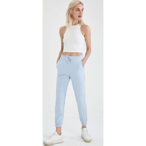 DeFacto Spring Woman Pants & Bottoms Lace-Up Waist Relax Fit Jogger Trousers Streetwear Dailywear Female Fashion-T5987AZ21SP