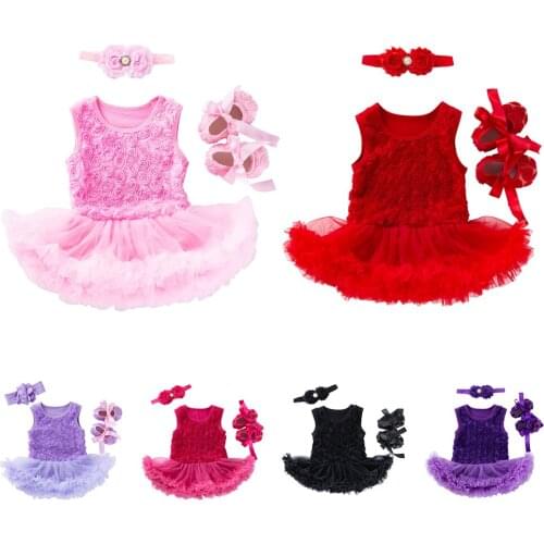 0-24 Months Birthday | Valentines Day Infant Toddler Baby Girls Short Sleeve Romper Dress Suit-Princess Lolita Clothes Tulle