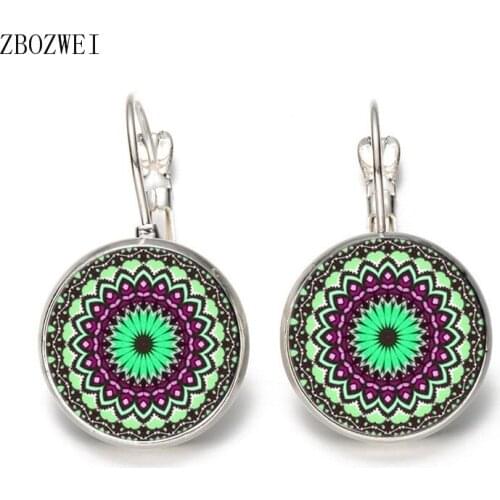 Heat! Classic Lotus Mandala Jewelry Earrings Nail Fig Om Symbol Zen Buddhism Clothing Accessories Earrings Jewelry