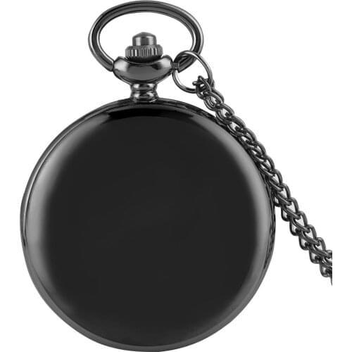 Classic Large Black Dial Pocket Watch For Men Generous Closure Pocket Watches Leisure Necklace Chain Pendant Watch