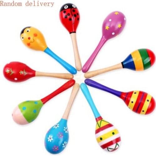 Hot! Kids Baby Wooden Toy Maracas Rumba Shakers Musical Party Rattles New Sale