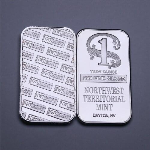 1oz Silver Plated Metal Bar Northwest Territorial Mint Art Crafts Bullion Bar for Collection