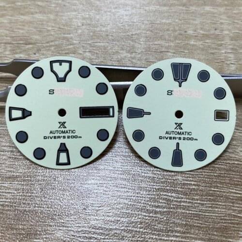 Mod 28.5mm SKX007 Dive Wath Dial Full Luminous Date Window Fit NH35 Automatic Movement