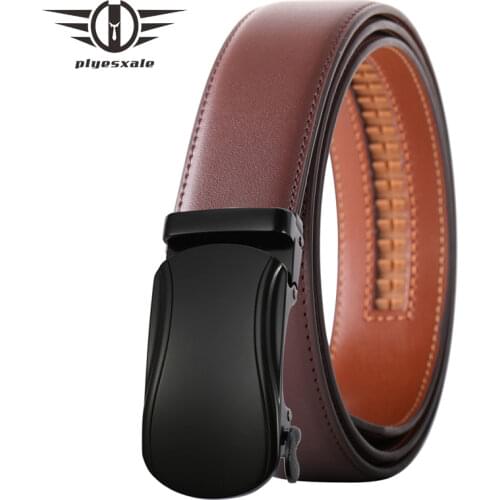 Plyesxale Top Quality Mens Belts Black Automatic Buckle Genuine Leather Men Belt for Dress Jeans Cowboy Wedding Party Gift B671