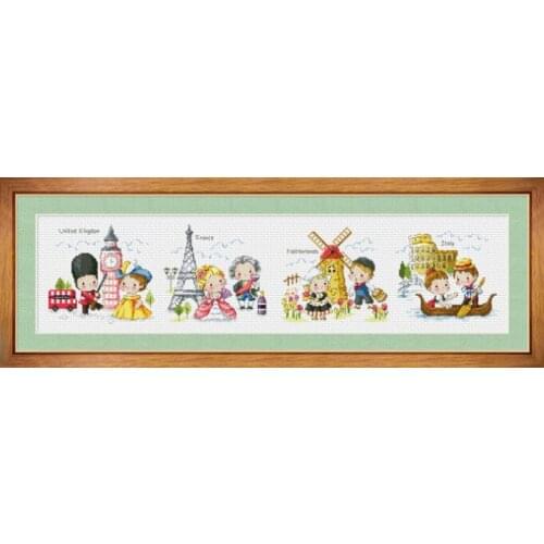 HH Counted Cross Stitch Kit A Journey Around The World United Kingdom France Netherlands Italy SO