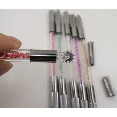 20pcs Disposable Roller Needles Tattoo Pen Set Colorful Dual-head Manual Pen & Roller Eyebrow Needles Permanent Tattoo Brow Tool
