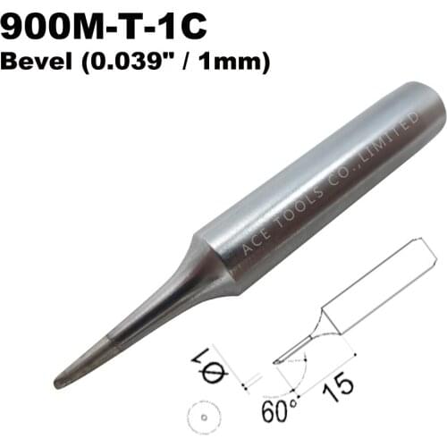 Soldering Tip 900M-T-1C Bevel 1mm for Hakko 936 907 Milwaukee M12SI-0 Radio Shack 64-053 Yihua 936 X-Tronics 3020 Iron Bit