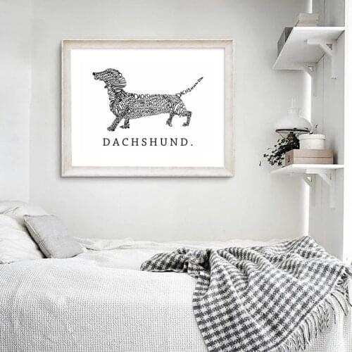 Simple Style Wall Art Canvas Painting Poster HD Prints Dachshund Dog Of Letters Modern Animal Wall Art Pictures Room Home Decor