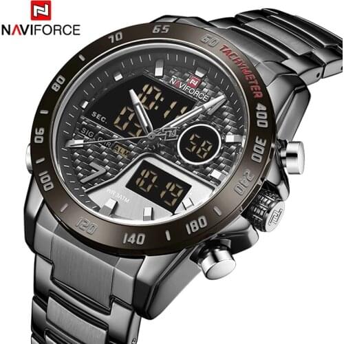 NAVIFORCE High Quality Top Brand Men Sport Waterproof Quartz Watches Luxury All Steel LED Digital Wristwatch Relogio Masculino