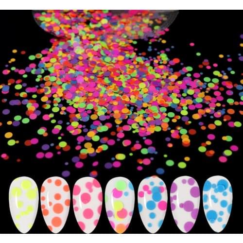 Neon Round Bubble Nail Glitter Sequins For Nail Art Decorations Fluorescence Circle Flakes Design Gel Polish Manicure RK140150