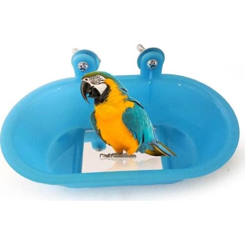 New Parrot Bathtub With Mirror Bird Mirror Bath Shower Box Mirror Toy For Budgerigar Peony Bird Toys Pet Bird Cage Accessories
