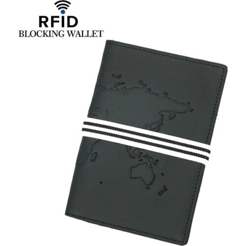 RFID Passport Cover Genuine Leather Travel Covers for Passports Map Passport Holder String Bussiness Card Holder Organizer