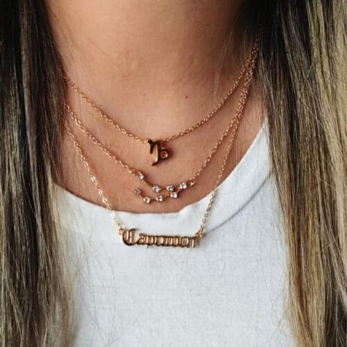 3Pcs/Set Star Zodiac Sign Pendant Necklaces For Women Zircon 12 Constellation Stainless Steel Gold Charm Necklace Jewelry Gift