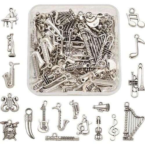 90pcs/Set Antique Silver Color Mixed Musical Note Tibetan Style Charms Pendants DIY for Necklace Bracelet Jewelry Making Crafts