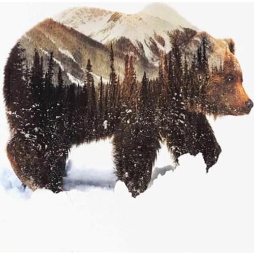 Full Square 5D DIY Landscape "Bear Scenery" Rhinestone Embroidery Cross Stitch 3D Diamond Painting Home Decor Gift FH722