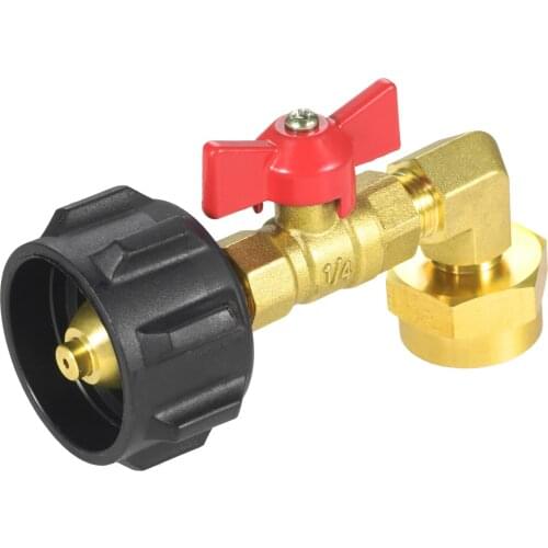 QCC1 90 Degrees Propane Refill Pressure Adapter Coupler ON-Off Control Valve for Camping Grill 1LB Bottle Tank 20~40LBS Cylinder