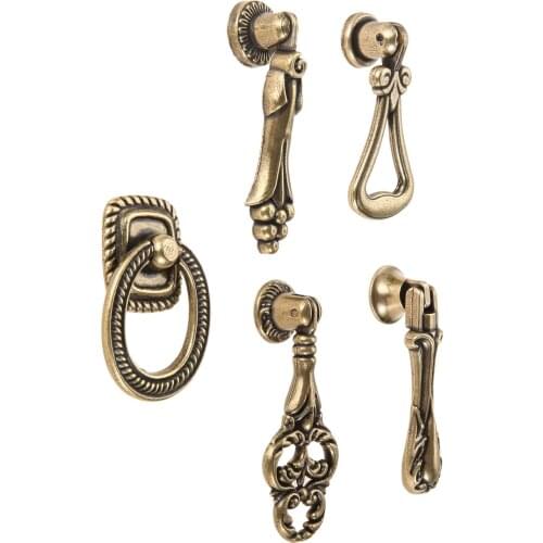 Antique European Zinc Alloy Bronze Drawer cabinet bookcase warbrobe Knob Pull Brass Drop Ring Cupboard Dresser Handle Knob