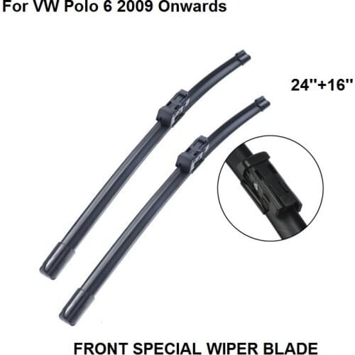Wiper Blade For VW Polo 6 2009 Onwards 24''+16'' High Quality Natural Rubber Clean Front Windshield