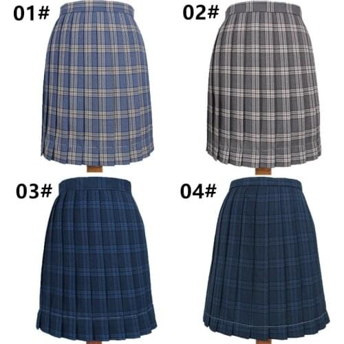 School Dresses Plaid Pleated Skirt Students Cosplay Anime Jk Uniform Sailor Suit Navy Blue Gray Royal Blue Short Skirt For Girls