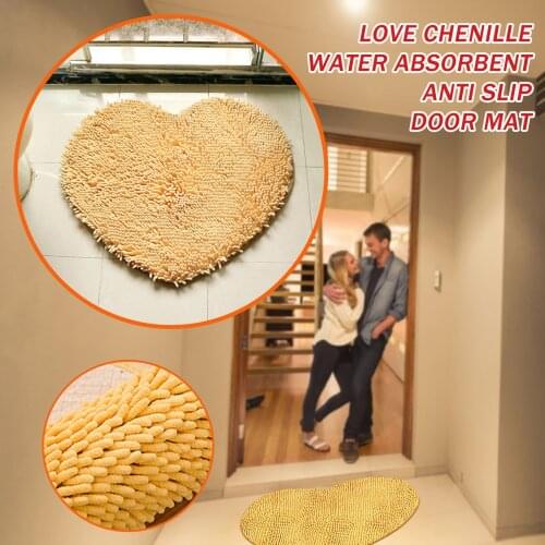 Chenille Heart Shaped Door Mat Home Bedroom Toilet Living Room Multicolour Doormats Non-slip Mat Indoor Carpet Mat Footpad 40x50
