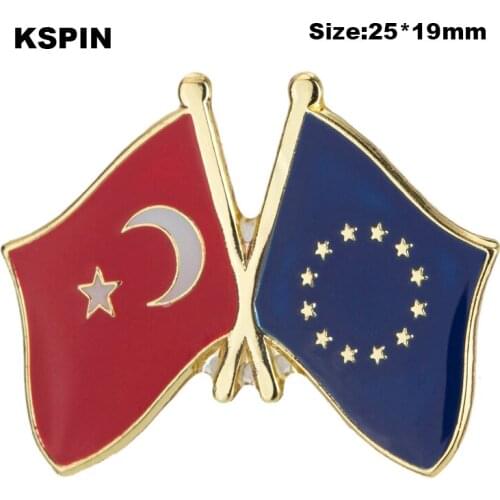Turkey & European Union Friendship Flag Badge Flag Brooch National Flag Lapel Pin International Travel Pins