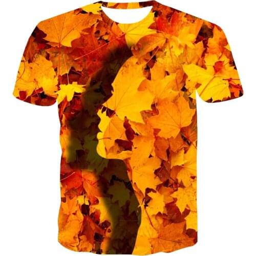 UNEY Maple leaf Graphic Shirt 3D Print US Size T Shirt Unisex Tee Casual Top Novelty Clothing